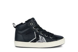 GEOX J364GB0BCEWC9244 J KALISPERA BLACK / DK SILVER GIRL SNEAKERS HIGH