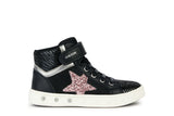 GEOX J368WG  0BJDH C9231 J SKYLIN GIRL BLACK/DK PINK SNEAKERS