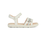 GEOX J458ZD HAITI WHITE/SILVER SANDAL GIRLS