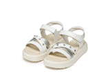 GEOX J45DBI000BCC0007 WHITE SILVER SANDALS