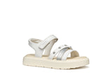GEOX J45DBI000BCC0007 WHITE SILVER SANDALS