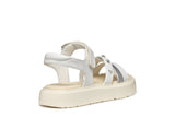 GEOX J45DBI000BCC0007 WHITE SILVER SANDALS