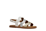 GEOX J6535F 054AJ C0007 WHITE/SILVER KARLY SANDALS