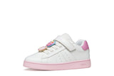 GEOX J65LRF 000BC C1364 WHITE/DK PINK SNEAKERS