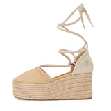 TOMMY HILFIGER FW0FW07746 CLOSED TOE LINEN FLATFORM BEIGE