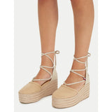 TOMMY HILFIGER FW0FW07746 CLOSED TOE LINEN FLATFORM BEIGE